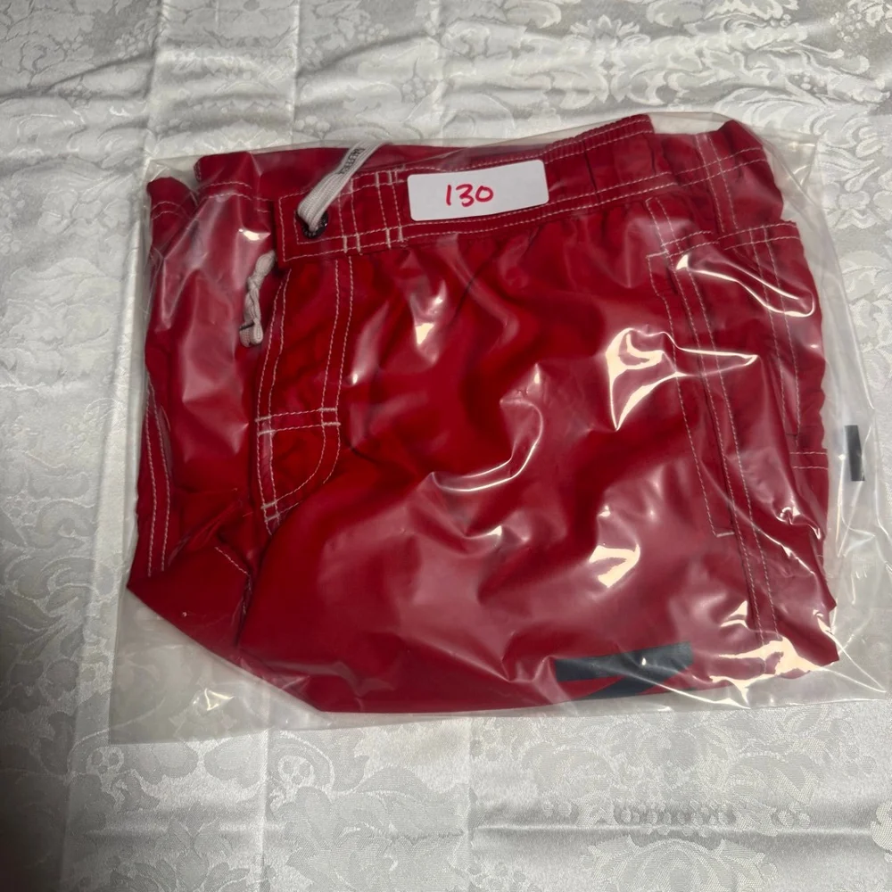 Boys Nautica Red Swim Trunks with White Stitching L 14/16